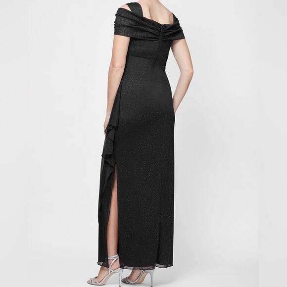 Alex Evenings Women’s Hannah Glitter Mesh Gown Black Sz 14 NWT - Picture 4 of 8